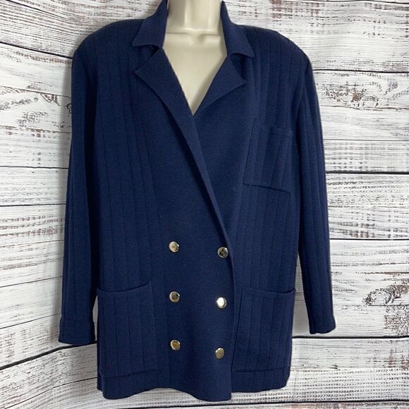 Vintage Harve Bernard Cardigan Womens Sz Small double breasted Wool knit Jacket - Picture 1 of 8